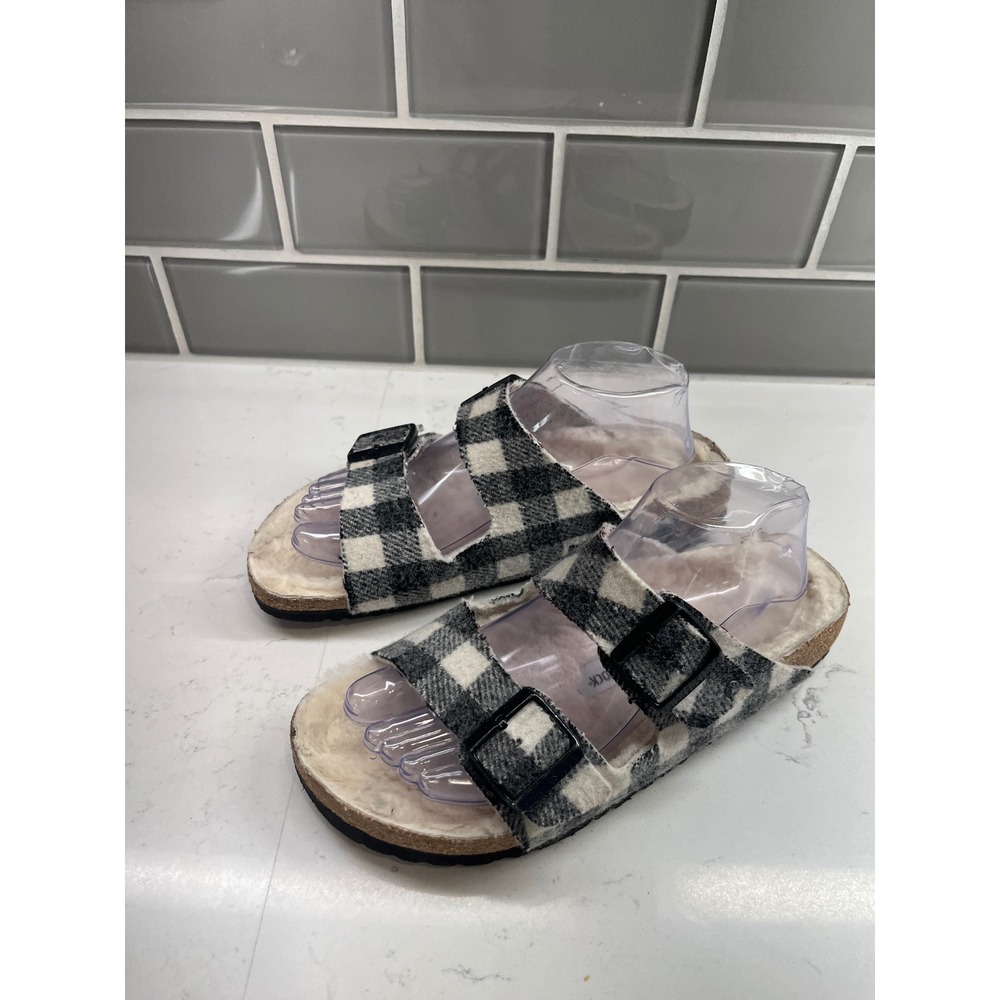 BIRKENSTOCK‎ Arizona Rivet Shearling  Sandals Plaid Fall Winter Size 9 - Picture 3 of 8